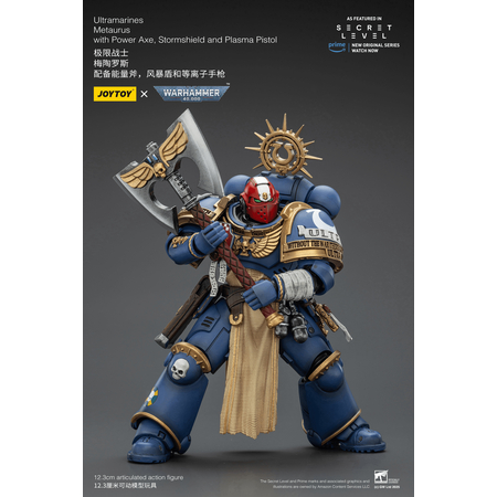 Warhammer 40K Ultramarines Metaurus with Power Axe, Stormshield and Plasma Pistol Action Figure JoyToy JT02786